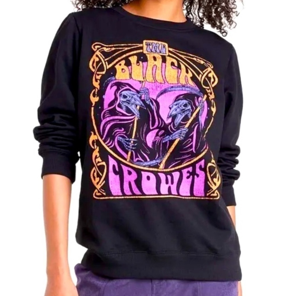 THE BLACK CROWES band sweatshirt women size small black crewneck long sleeve NWT